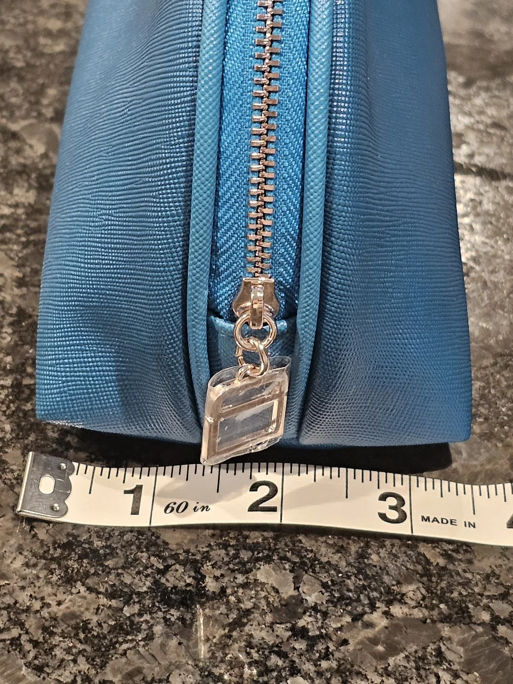 La Mer Turquoise Saffiano Textured Cosmetic Pouch NWOT